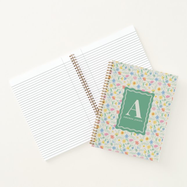 Wildblumen-Blumenmuster personalisiert  Notizbuch (Innenseite)