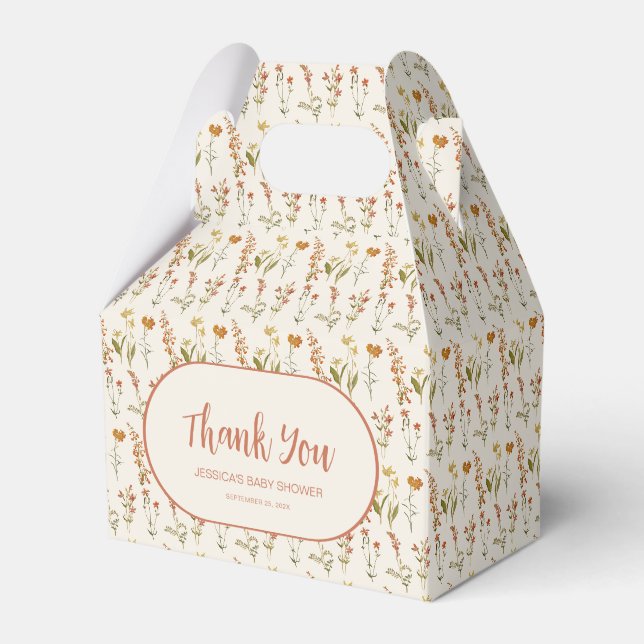 Wildblumen Blumenmuster Vielen Dank Baby Dusche Geschenkschachtel (Vorderseite)