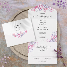 Wildblumen Blumenschrift Monogram Hochzeit All In One Einladung