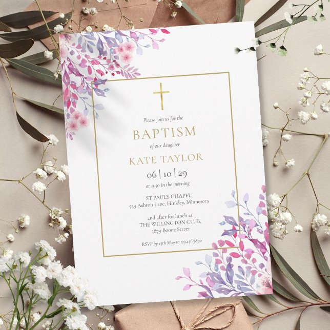 Wildblumen Blumentaufen Christening Einladung (Wildflowers Floral Baptism Christening Invitation)
