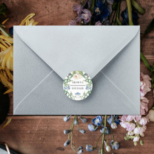 Wildblumen Blumenwiese Frühlings Hochzeitssiegel Runder Aufkleber