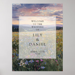 Wildblumen Blumenwiese Hochzeit Willkommensschild Poster