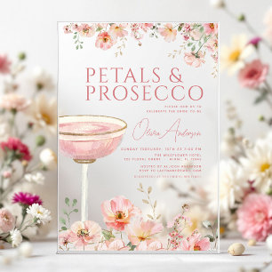 Wildblumen Blüten & Prosecco Bridal Shower Acryleinladungen