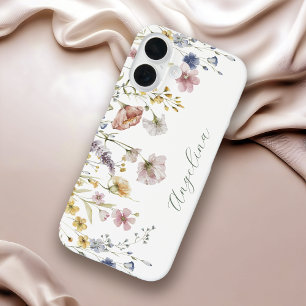 Wildblumen Boho Aquarell Blumen mit jedem Namen iPhone 16 Hülle