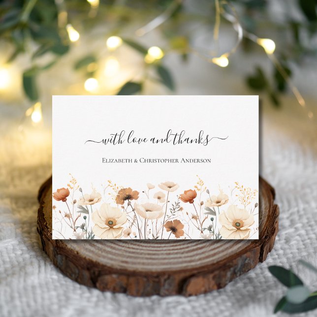 Wildblumen Boho Beige Terracotta Rost Wedding Dankeskarte (Boho Wild Flowers of Beige Terracotta Burnt Orange Rust Neutral Colors Wedding Thank you cards)