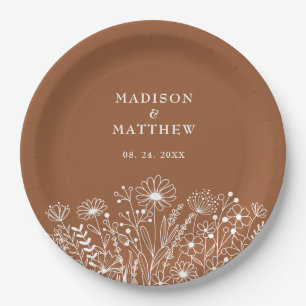 Wildblumen Boho Burnt Orange Wedding Pappteller