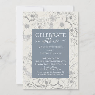 Wildblumen Boho Dusty Blue Wedding Reception only Einladung