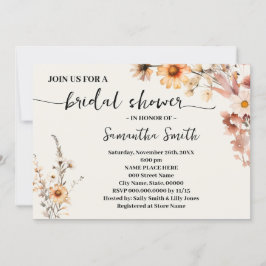 Wildblumen Boho Fall Brautparty Einladung