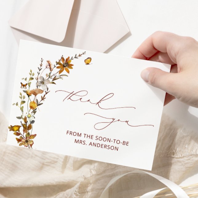 Wildblumen Boho Floral Brautparty Vielen Dank Karte (Von Creator hochgeladen)