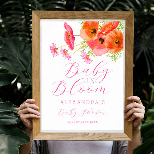 Wildblumen Boho Floral Mädchen Baby Shower Poster
