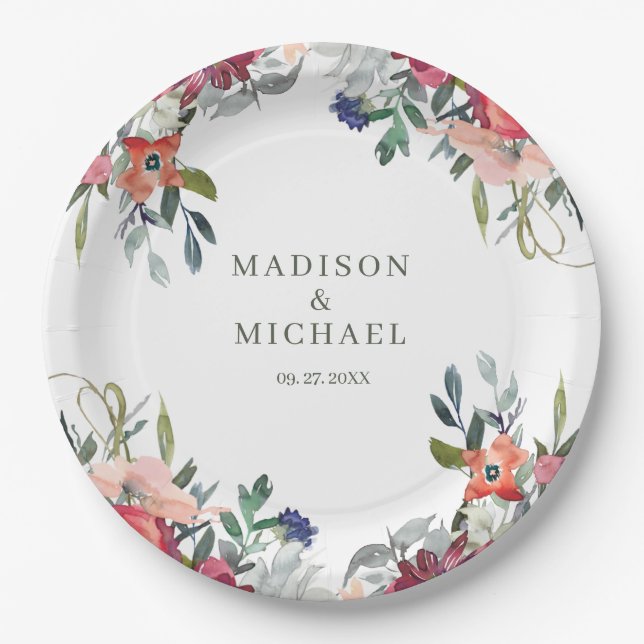 Wildblumen Boho Garden Wedding Pappteller (Vorderseite)