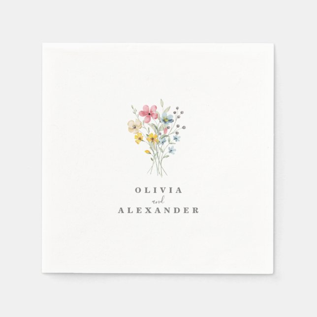 Wildblumen-Boho-Garten-Blumen Serviette (Vorderseite)