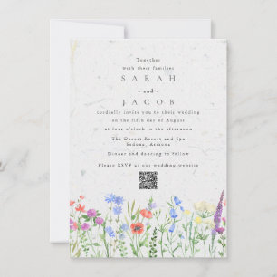 Wildblumen Boho Garten QR Code Hochzeits-Einladung Einladung