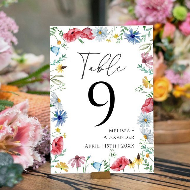 Wildblumen-Boho-Garten-Tischnummer Tischnummer (Von Creator hochgeladen)