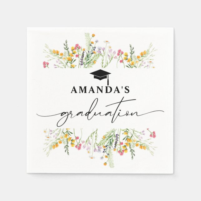 Wildblumen Boho Graduation Party Papierservietten (Vorderseite)