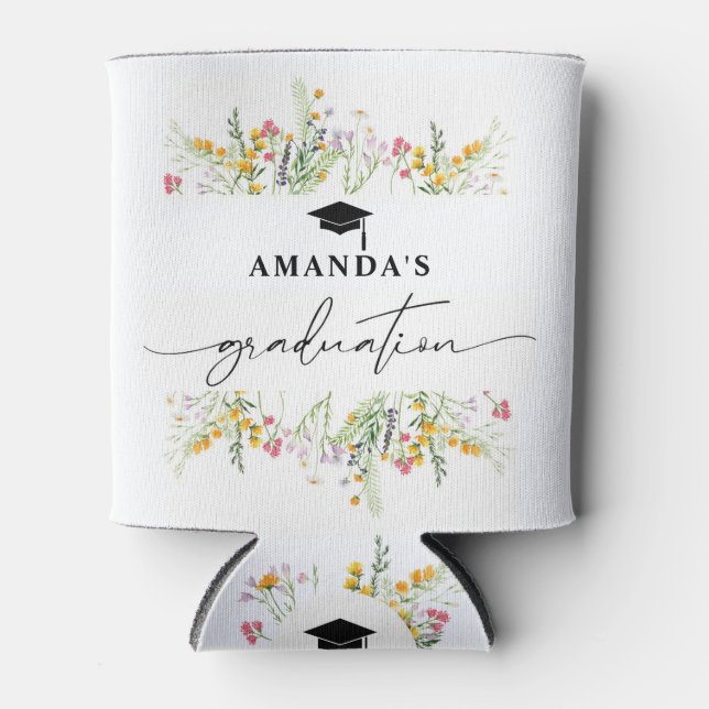 Wildblumen Boho Graduation Party Papierservietten Dosenkühler (Vorderseite)