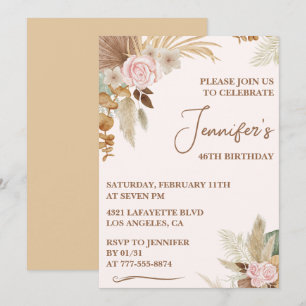 Wildblumen Boho Groovy Whimsy 46. Geburtstag Einladung