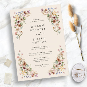 Wildblumen Boho-Hochzeit Einladung