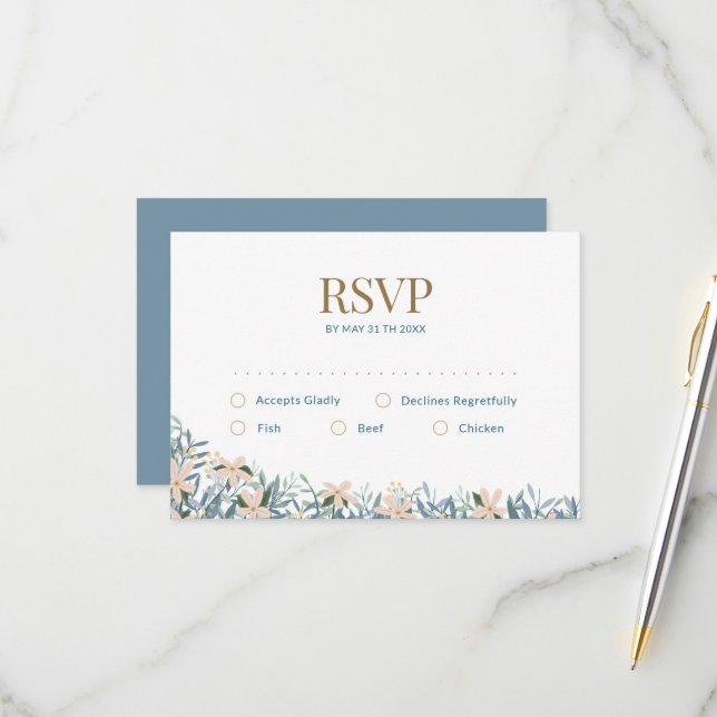 Wildblumen-Boho-Hochzeit mit initialem Monogramm RSVP Karte (Vorderseite/Rückseite Beispiel)