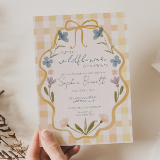 Wildblumen-Boho-Mädchen-Baby-Shower-Coquette-Bogen Einladung