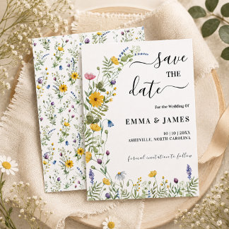 Wildblumen Boho Minimalist Moderne Wiese Hochzeit Save The Date