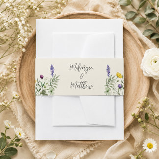 Wildblumen Boho Minimalist Moderne Wiesenhochzeit Einladungsbanderole