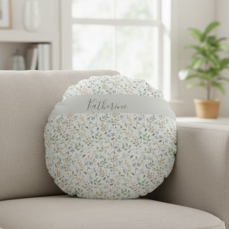 Wildblumen Boho Personalisiert Rundes Kissen