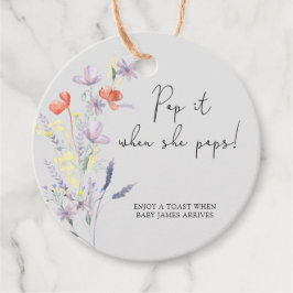 Wildblumen boho Pop es, wenn sie Pop Baby Dusche Geschenkanhänger