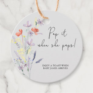 Wildblumen boho Pop es, wenn sie Pop Baby Dusche Geschenkanhänger