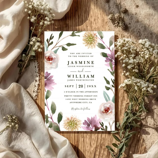 Wildblumen Boho Rustikale Elegante QR-Code-Hochzei Einladung (Von Creator hochgeladen)