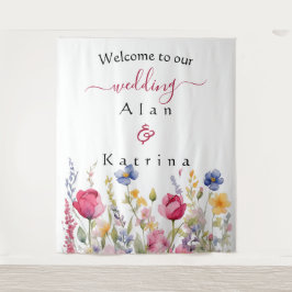 Wildblumen Boho Wandteppich