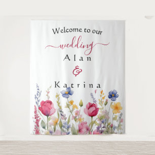 Wildblumen Boho Wandteppich