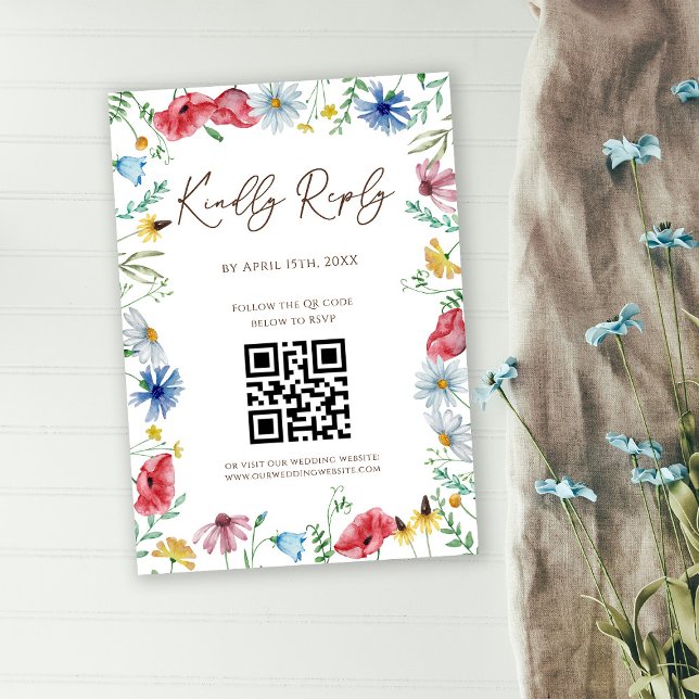 Wildblumen Boho Wedding QR Code RSVP Card Karte (Von Creator hochgeladen)