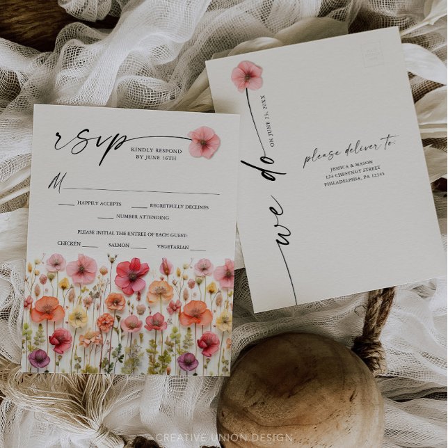 Wildblumen Boho Wedding RSVP Postcard (Wildflower RSVP)