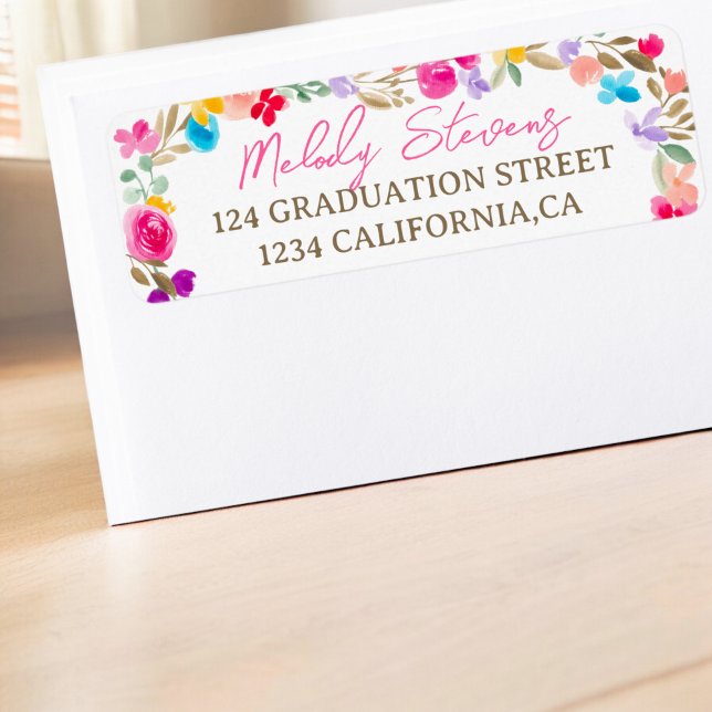 Wildblumen Boho Wiese Abschluss (Boho garden wildflowers meadow graduation label)