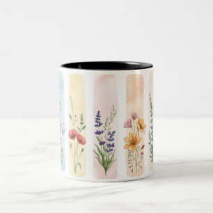 Wildblumen-Botanik-Kaffeetasse   Lavendel-Margerit Zweifarbige Tasse