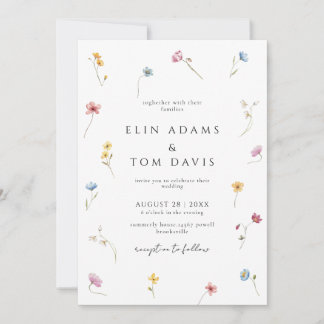 Wildblumen-Botanische-Blumen-Hochzeitseinladung Einladung