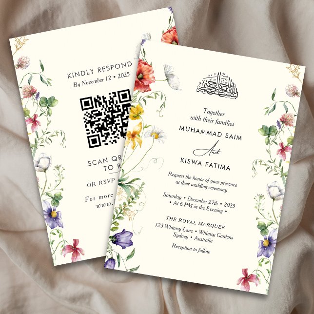 Wildblumen botanische florale islamische Nikah Einladung (Von Creator hochgeladen)