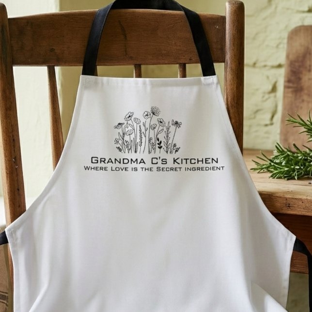 Wildblumen-Botanische-Oma-Küche Schürze (Wildflower sketch Grandma kitchen apron)