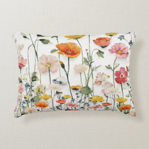 Wildblumen Botanischer Aquarelldruck Dekokissen