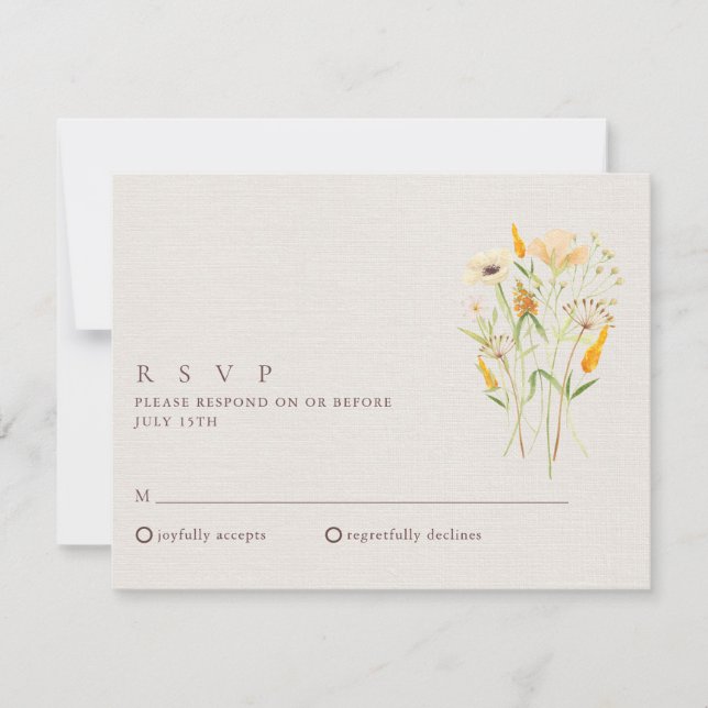 Wildblumen Botanischer Garten Hochzeit UAWG Einladung (Vorderseite)