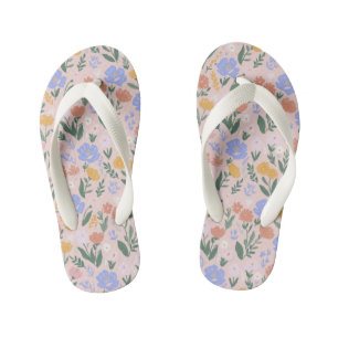 Wildblumen Botanisches Florales Design Rosa Kinderbadesandalen