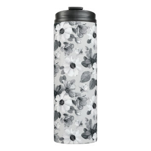 Wildblumen Bouquet Wasserfarbe Vintag Illustration Thermosbecher