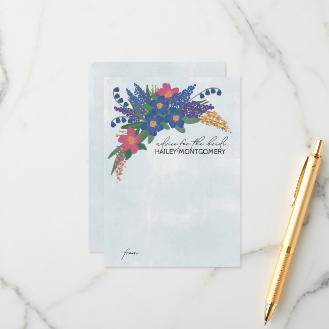 Wildblumen Brautdusche Einladung Beilage (Vorderseite/Rückseite Beispiel)