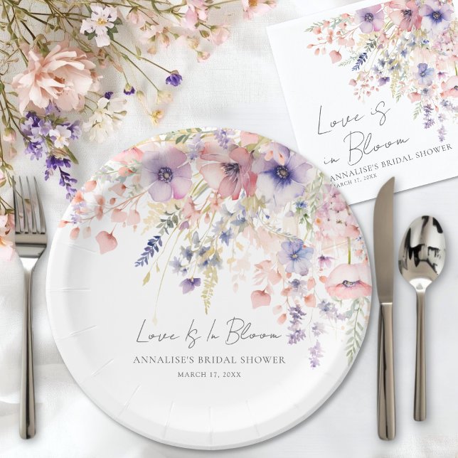 Wildblumen-Brautjungfernparty Pappteller (Wildflower Bridal Shower Paper Plates)