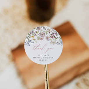 Wildblumen-Brautjungfernparty-Rundsticker Floral R Runder Aufkleber