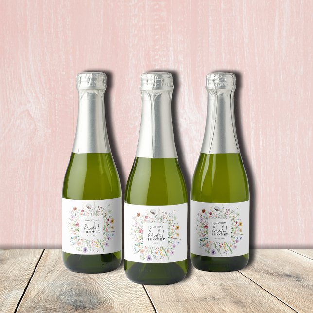 Wildblumen Brautparty (Wildflowers bridal shower personalized mini champagne bottle labels)