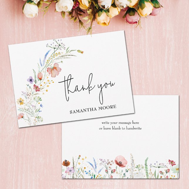 Wildblumen Brautparty Dankeskarte (Wildflowers bridal shower 5" x 7" flat thank you cards)