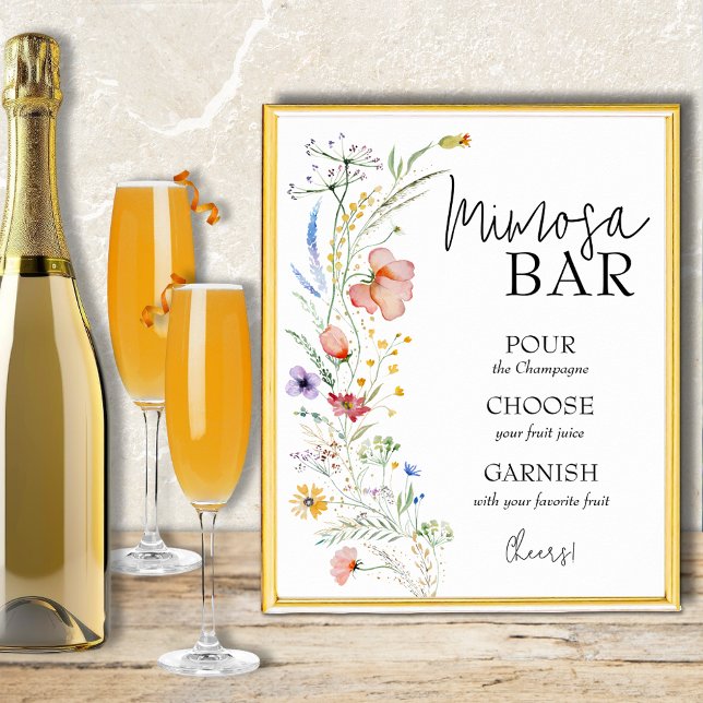 Wildblumen Brautparty Mimosa Bar Poster (Wildflowers bridal shower mimosa bar poster - PRINT and/or INSTANT DOWNLOAD!)
