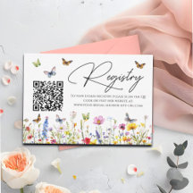 Wildblumen Brautparty QR Code Registrierungskarte